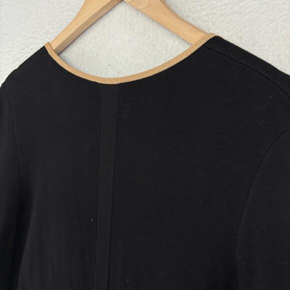 TALBOTS Sweater X Cardigan Duster Open Front Two Tone Viscose Blend Black - Picture 8 of 12